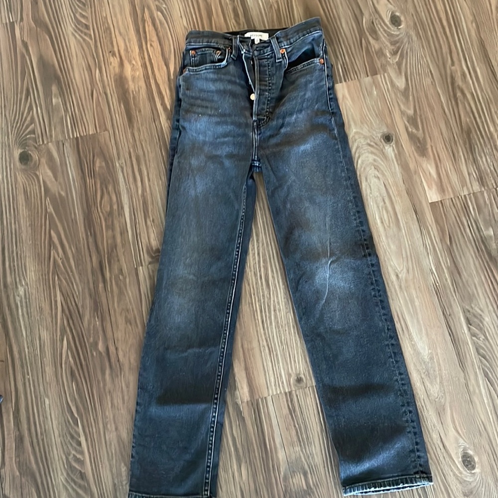 Redone stovepipe jeans size 25 in inky black
